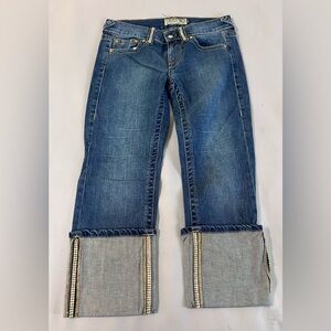 Allen B. By Allen Schwartz Cropped‎ Capri Jeans Woth Rhinestone Trim Size 29